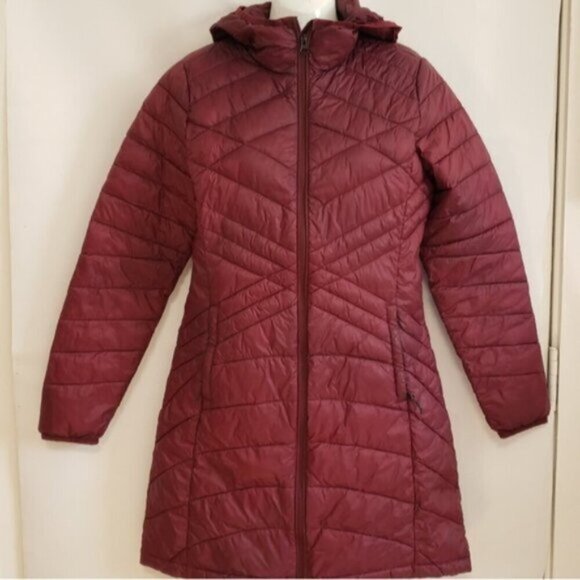 Lole Winter Puff Style Burgundy Coat Jacket Size Medium Hooded - Picture 5 of 16